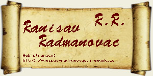 Ranisav Radmanovac vizit kartica